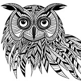 Owl bird head as halloween symbol for mascot or emblem design  s