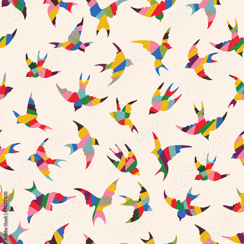  Spring birds seamless pattern