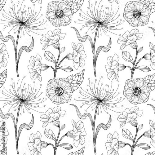 Fototapeta Seamless floral pattern