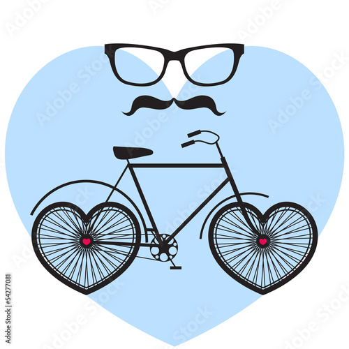 wektor-hipster-plakat-z-rowerem-na-niebieskim-sercu