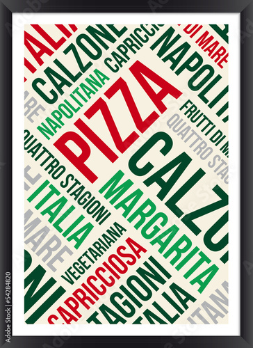  Pizza words cloud poster