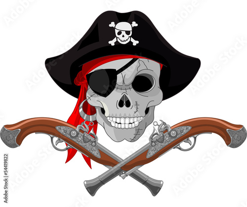 Fototapeta Pirate Skull and guns