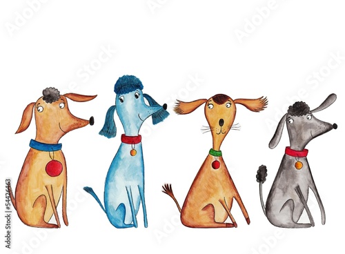 Fototapeta Dogs. Watercolors on paper