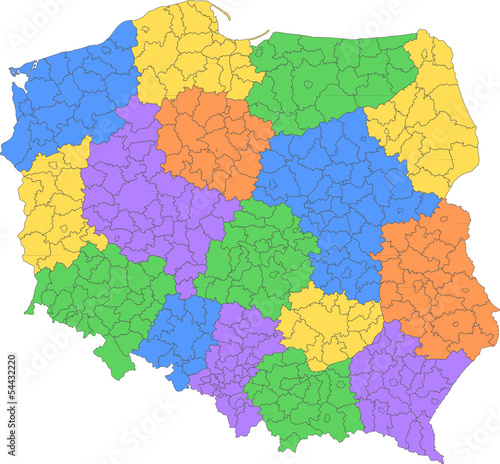 polska mapa powiatów © art_mike