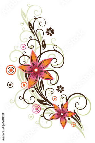 tendril-w-stylu-retro-kwiaty-lato-pomaranczowy-rozowy