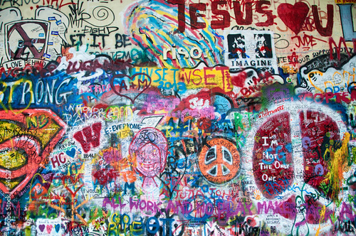 Lacobel Colorful John Lennon wall in Prague
