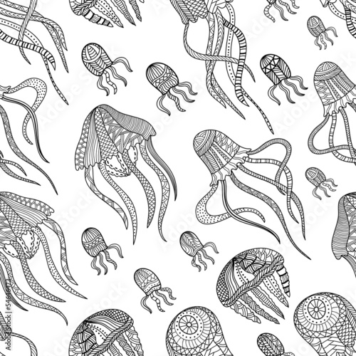  jellyfishes seamless pattern