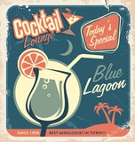 Promotional retro poster design for cocktail bar