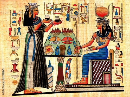 Fototapeta Scene from afterlife ceremony painted on papyrus