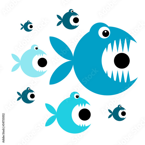 Fototapeta Funny fish cartoon for your design