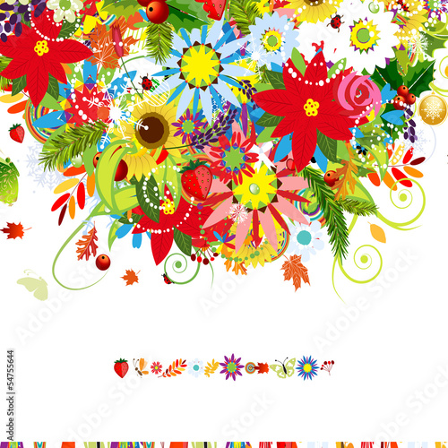 Fototapeta Four seasons. Postcard cover for your design
