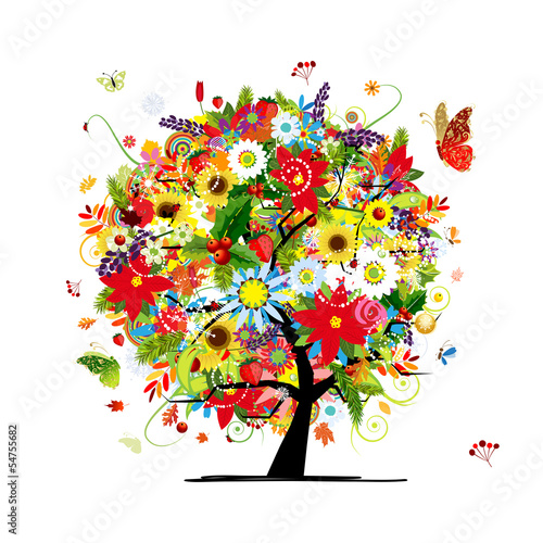 Lacobel Four seasons concept. Art tree for your design