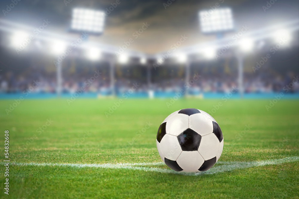 Naklejka 3d Dziura W ścianie Z Cegły Stadion Piłkarski Z Piłką Nożną