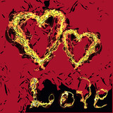 grunge vector hearts. Design elements. Hand drawn. Grunge heart.
