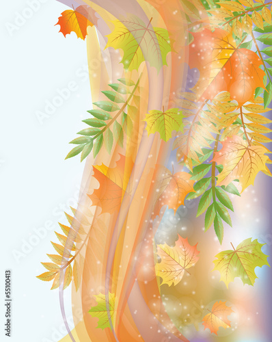 jesien-sztandar-z-liscmi-wektorowa-ilustracja