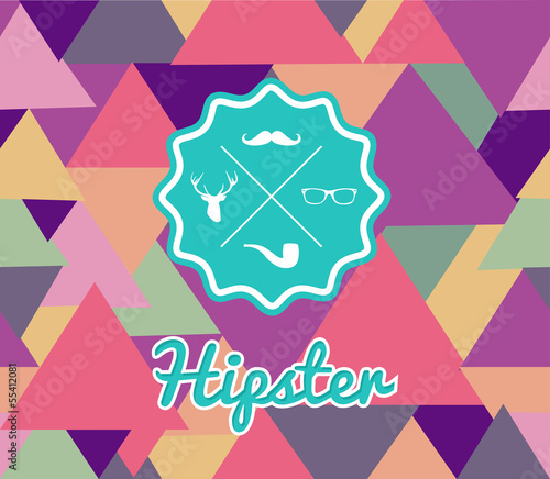 Fototapeta Trendy retro Hipsters label icons seamless pattern.
