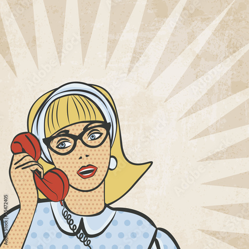 dziewczyna-z-telefonem-w-stylu-retro-ilustracji-wektorowych
