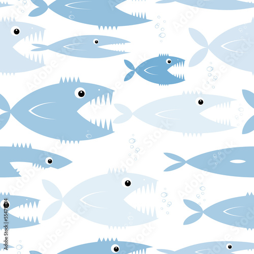 Fototapeta Predatory fishes, seamless pattern for your design