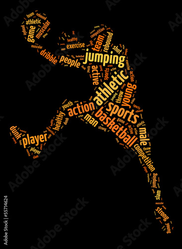 Lacobel Words illustration of basketball player over black background