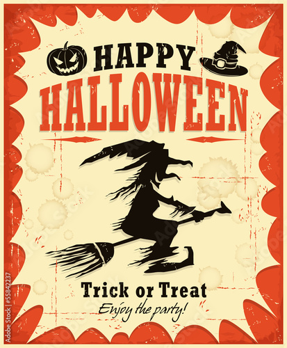 Fototapeta Vintage Halloween witch poster design