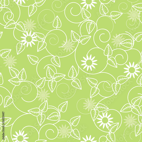 Fototapeta vector seamless green floral background