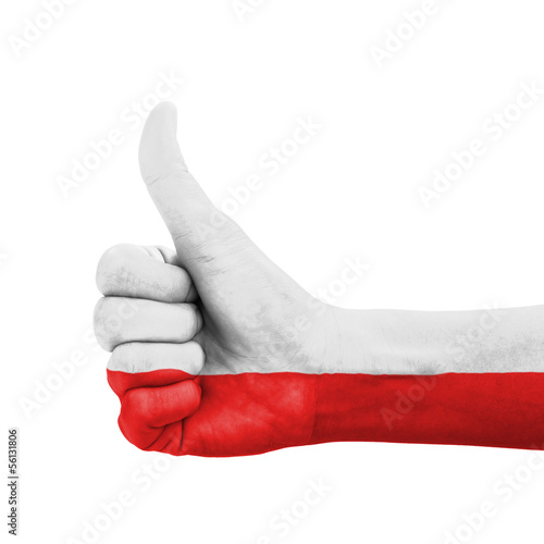 Lacobel Hand with thumb up, Poland flag painted