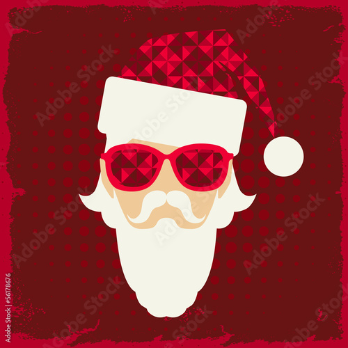  Merry Christmas background with Santa in hipster style.