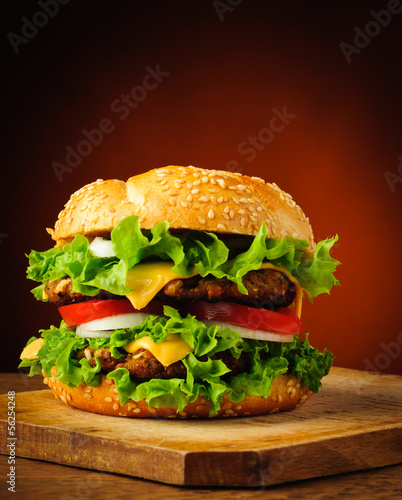 Fototapeta Traditional homemade hamburger