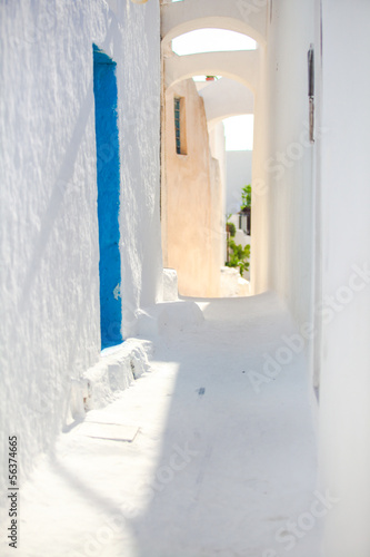 Lacobel Traditional white empty street at small town in the Greek