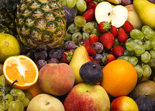Fototapeta fruit background of fresh exotic fruits