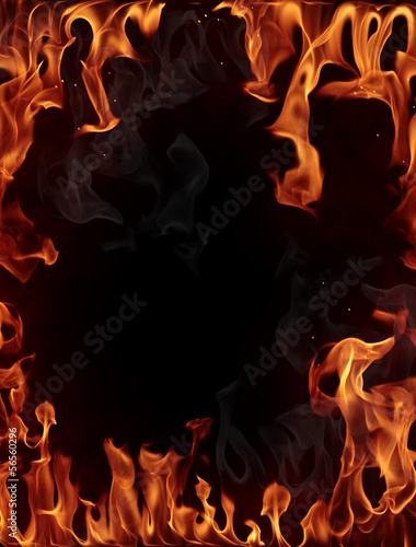 Fototapeta Fire flames collection isolated on black background