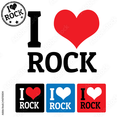 Fototapeta I love Rock sign and labels