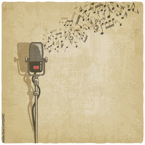  Vintage background with microphone - vector illustration