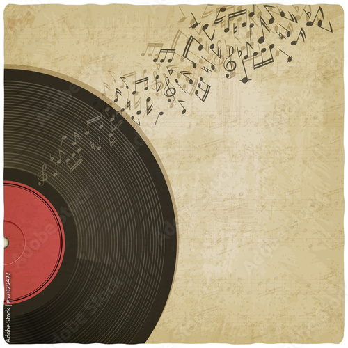 Lacobel Vintage background with vinyl record - vector illustration