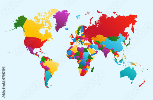 Poszter World map, colorful countries illustration EPS10 vector file.