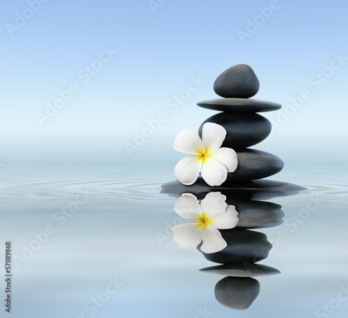 Fototapeta Zen stones with frangipani