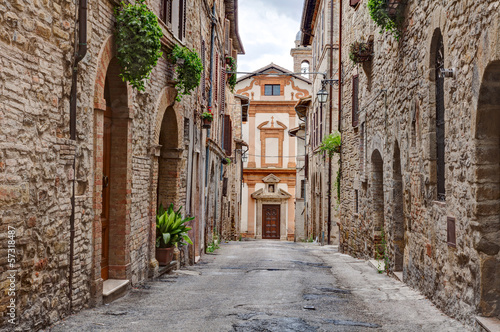 Fototapeta old alley in Trevi, Umbria, Italy