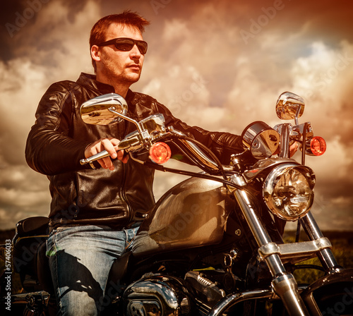 Fototapeta Biker on a motorcycle