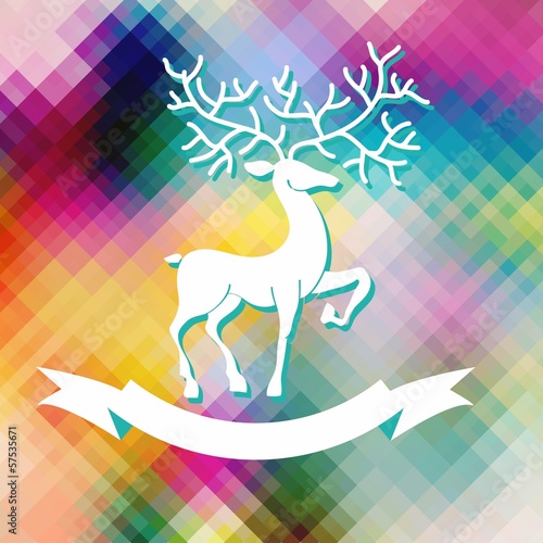 Fototapeta Abstract color Xmas Background with deer