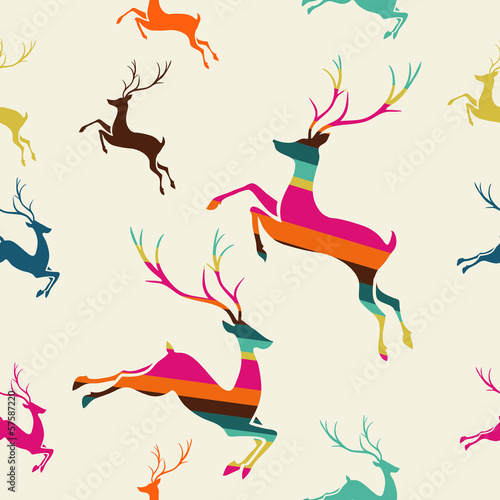  Merry Christmas reindeer stripes seamless pattern vector.