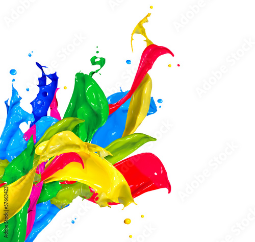  Colorful Paint Splashes Isolated on White. Abstract Splashing