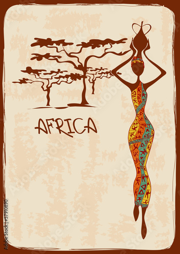  Illustration with beautiful African woman