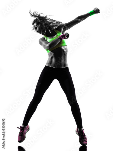  woman exercising fitness zumba dancing silhouette