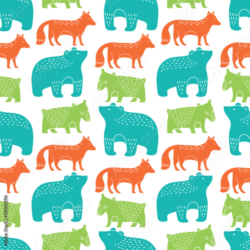 Lacobel Forest animals seamless pattern