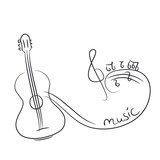 sketch of a guitar with notes