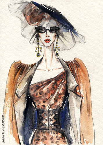 Lacobel Beautiful woman. watercolor illustration