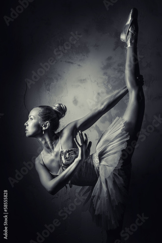 Fototapeta Lovely ballerina, black and white photo