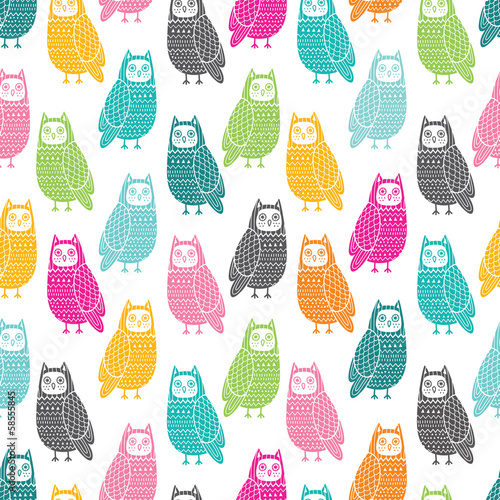 Fototapeta Owls seamless pattern