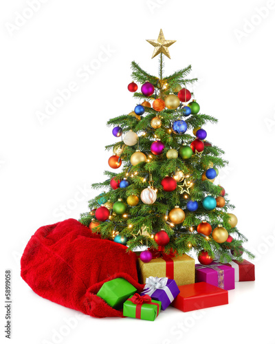 quot bunter weihnachtsbaum mit geschenksack quot stock photo and quot bunter weihnachtsbaum mit geschenksack quot stock photo and