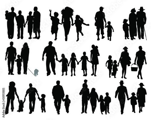 Download "Black silhouettes of family, vector" Stock image and ...